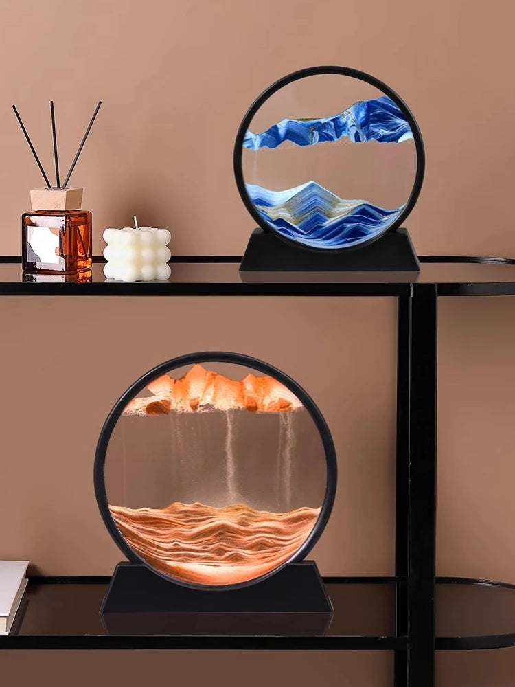 3D Hourglass Quicksand Sand Art Round Glass