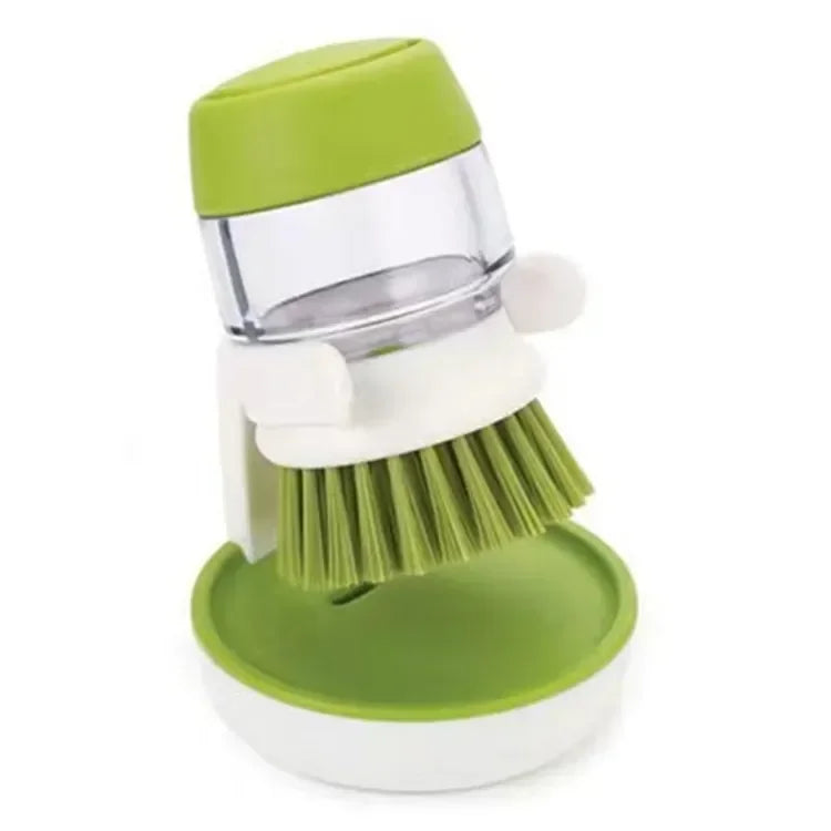 Soap-Dispensing Palm Brush With Holder Drip Tray