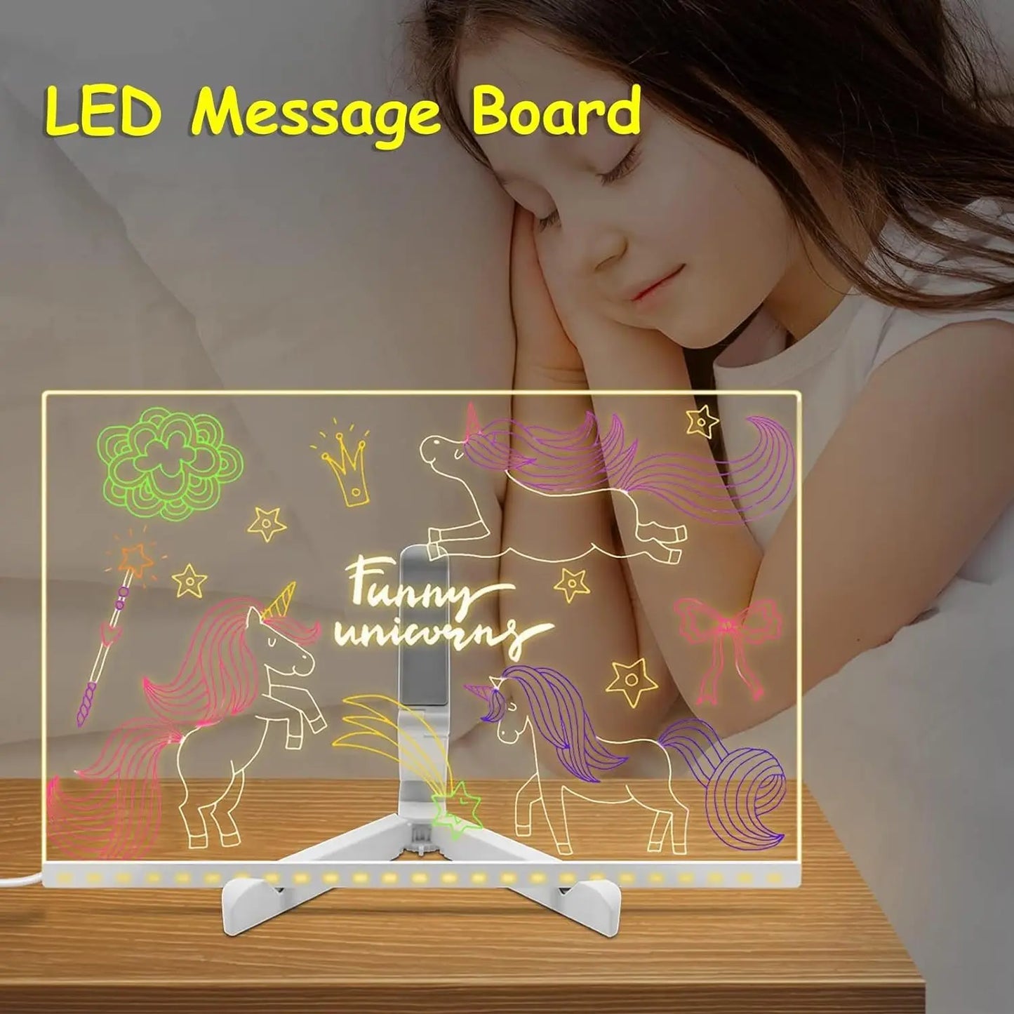 LED Note Board with 7 Color Pens