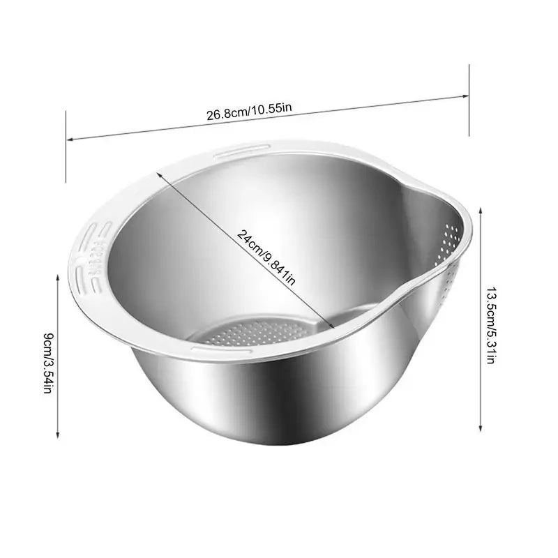 Rice,Fruit,Vegetable Washer Strainer Bowl Stainless Steel