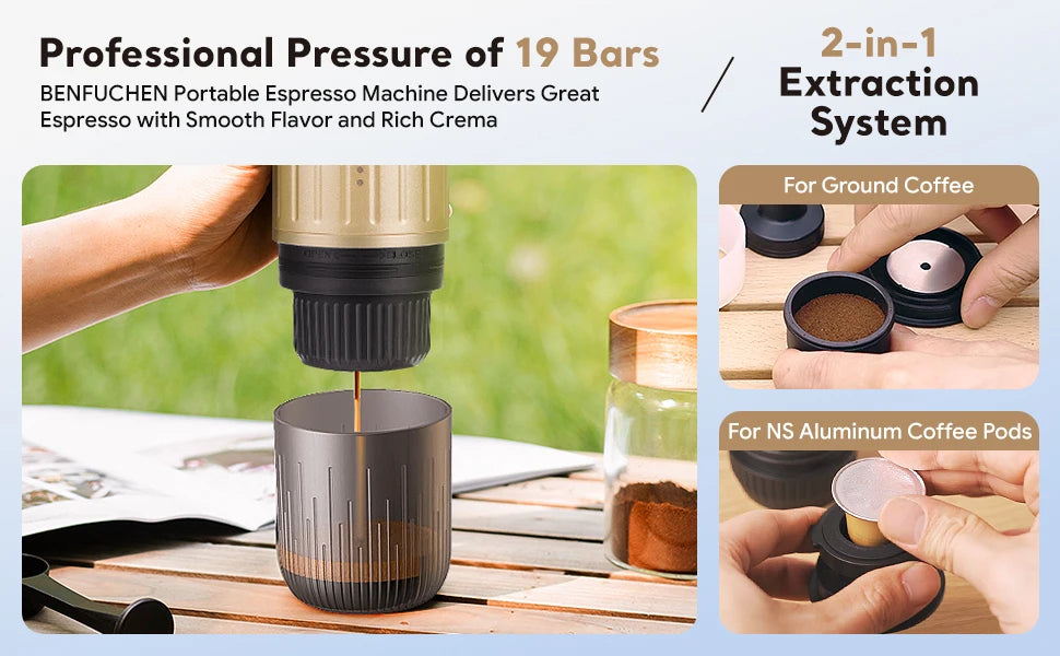 2 in 1 Travel Coffee Maker Electric Portable Espresso Coffee Machine