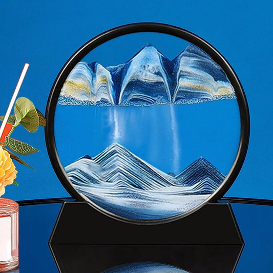 3D Hourglass Quicksand Sand Art Round Glass