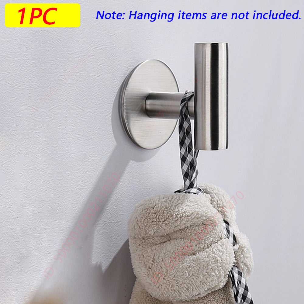 2Pcs Stainless Steel Adhesive Wall Hooks