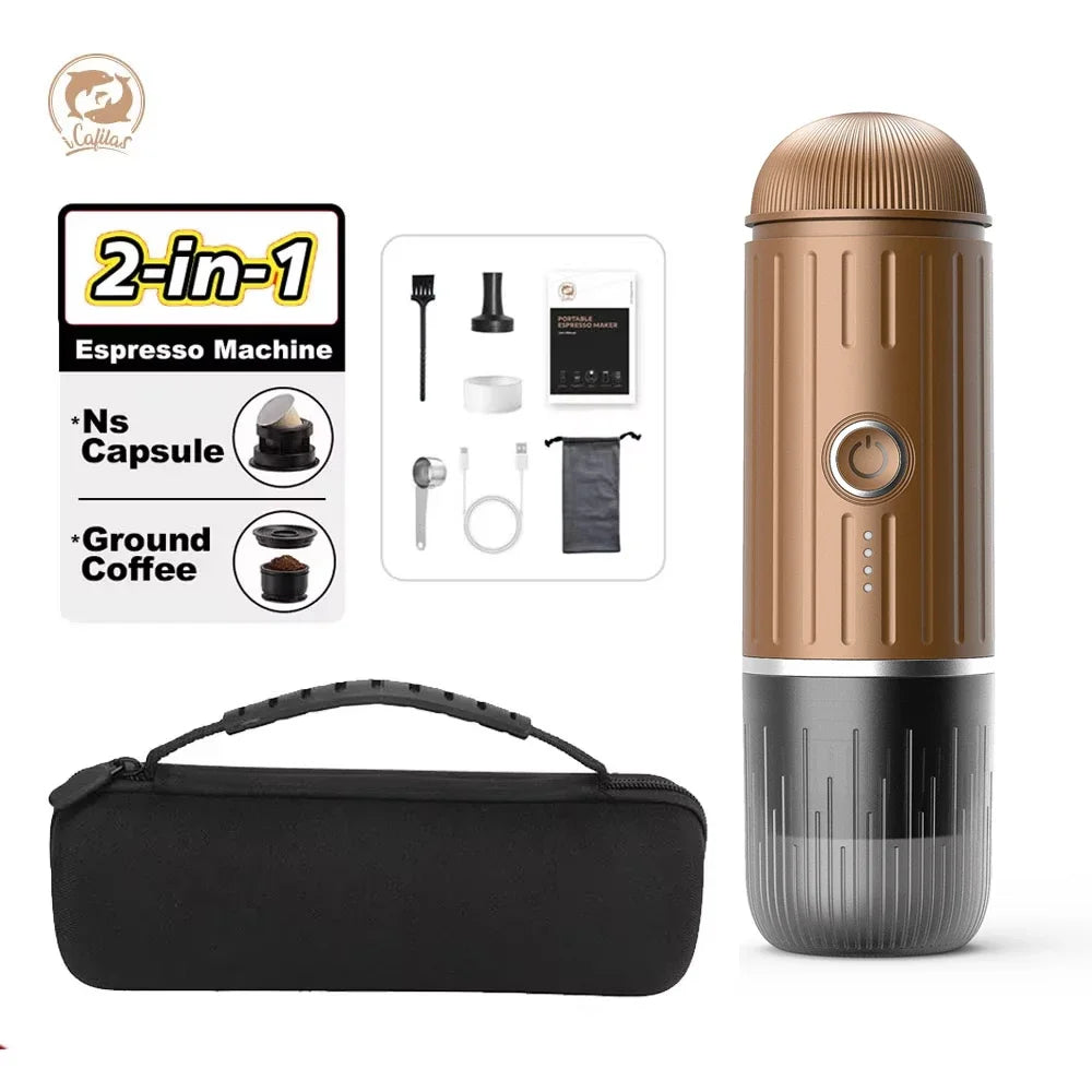2 in 1 Travel Coffee Maker Electric Portable Espresso Coffee Machine