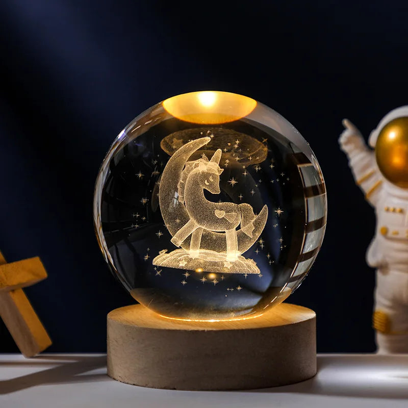 3D Crystal Ball Planet Night Light(6/8 cm)Premium Quality