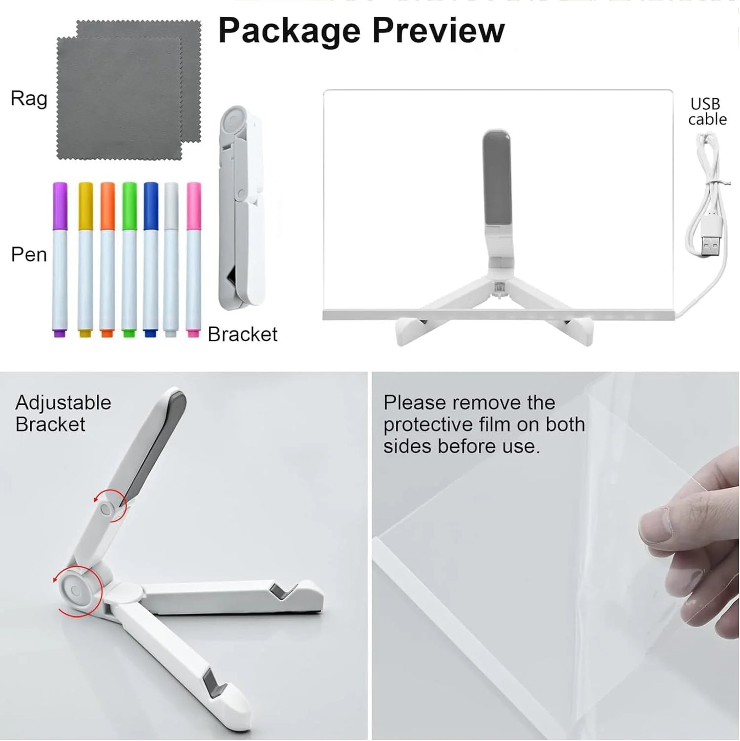 LED Note Board with 7 Color Pens