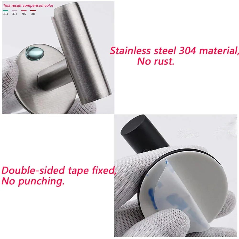 2Pcs Stainless Steel Adhesive Wall Hooks