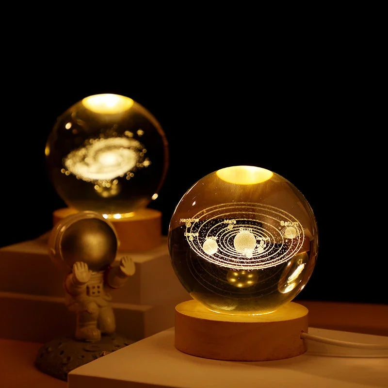 3D Crystal Ball Planet Night Light(6/8 cm)Premium Quality