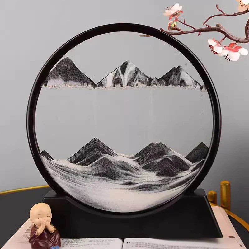 3D Hourglass Quicksand Sand Art Round Glass