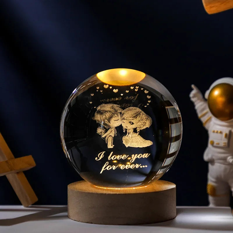 3D Crystal Ball Planet Night Light(6/8 cm)Premium Quality