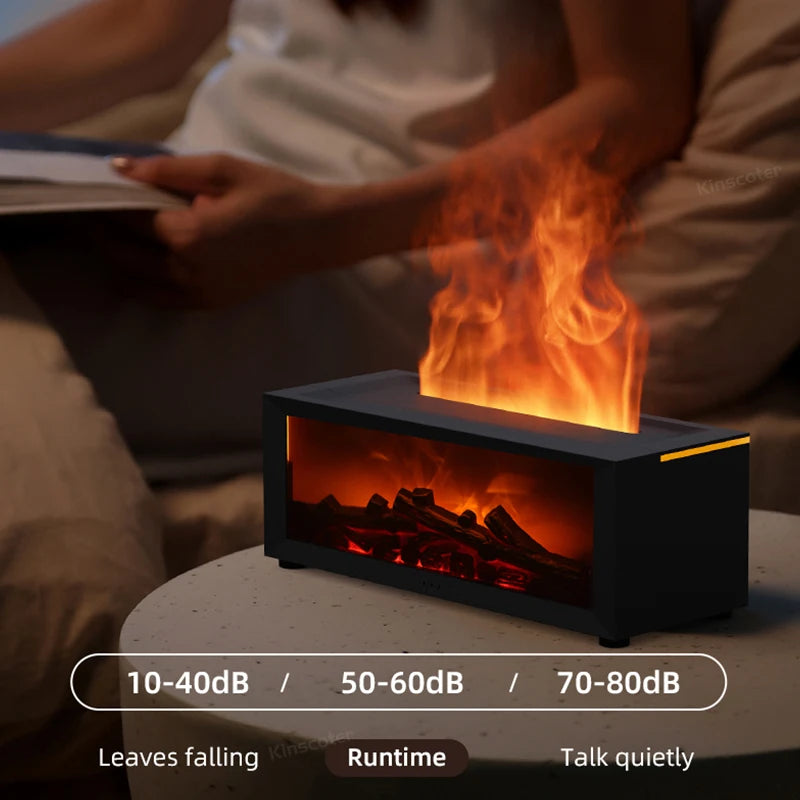 Colorful Flame Fireplace Aroma Diffuser Waterless Auto-Off Air Humidifier(Timer Remote Control)