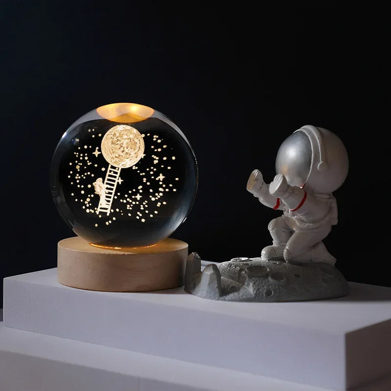 3D Crystal Ball Planet Night Light(6/8 cm)Premium Quality