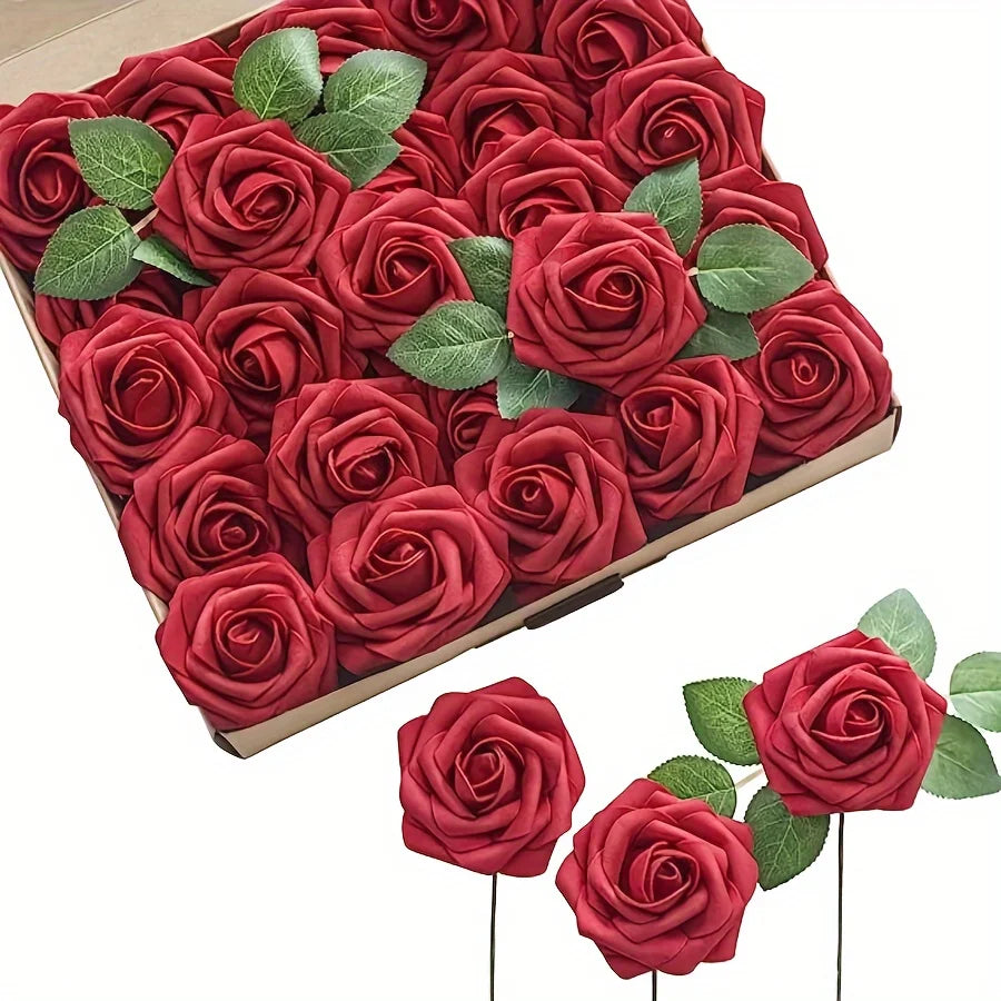 25pcs Artificial Rose Stems(DIY Bouquets)