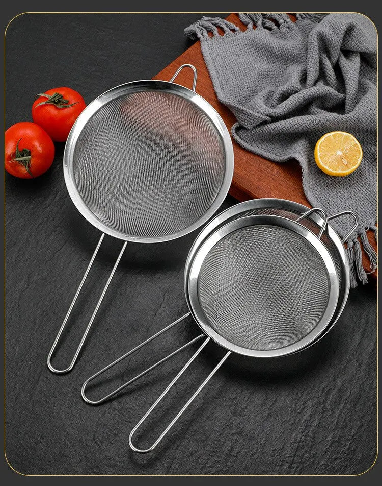 Set of 3 Fine Mesh Strainer Stainless Steel Skimmer