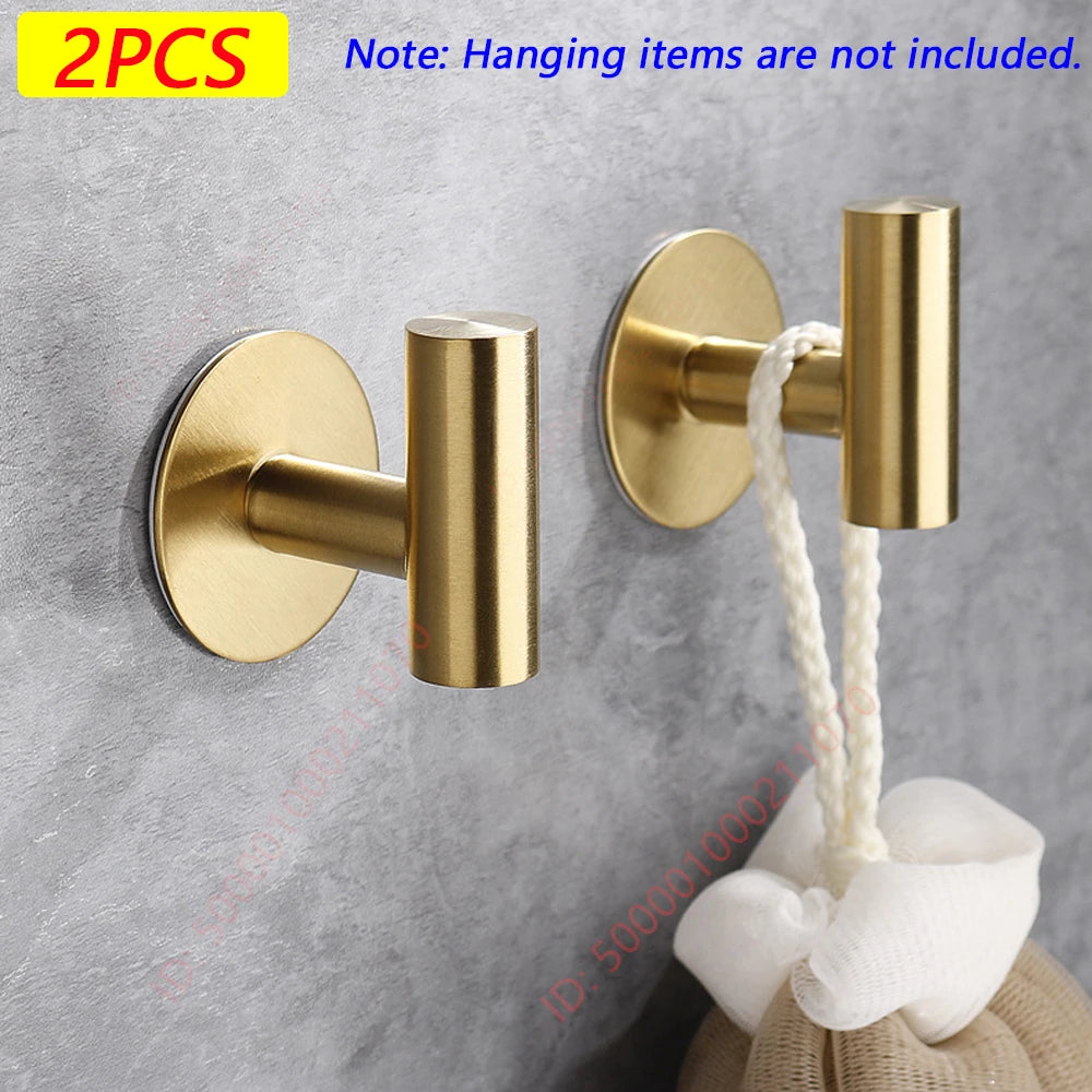 2Pcs Stainless Steel Adhesive Wall Hooks