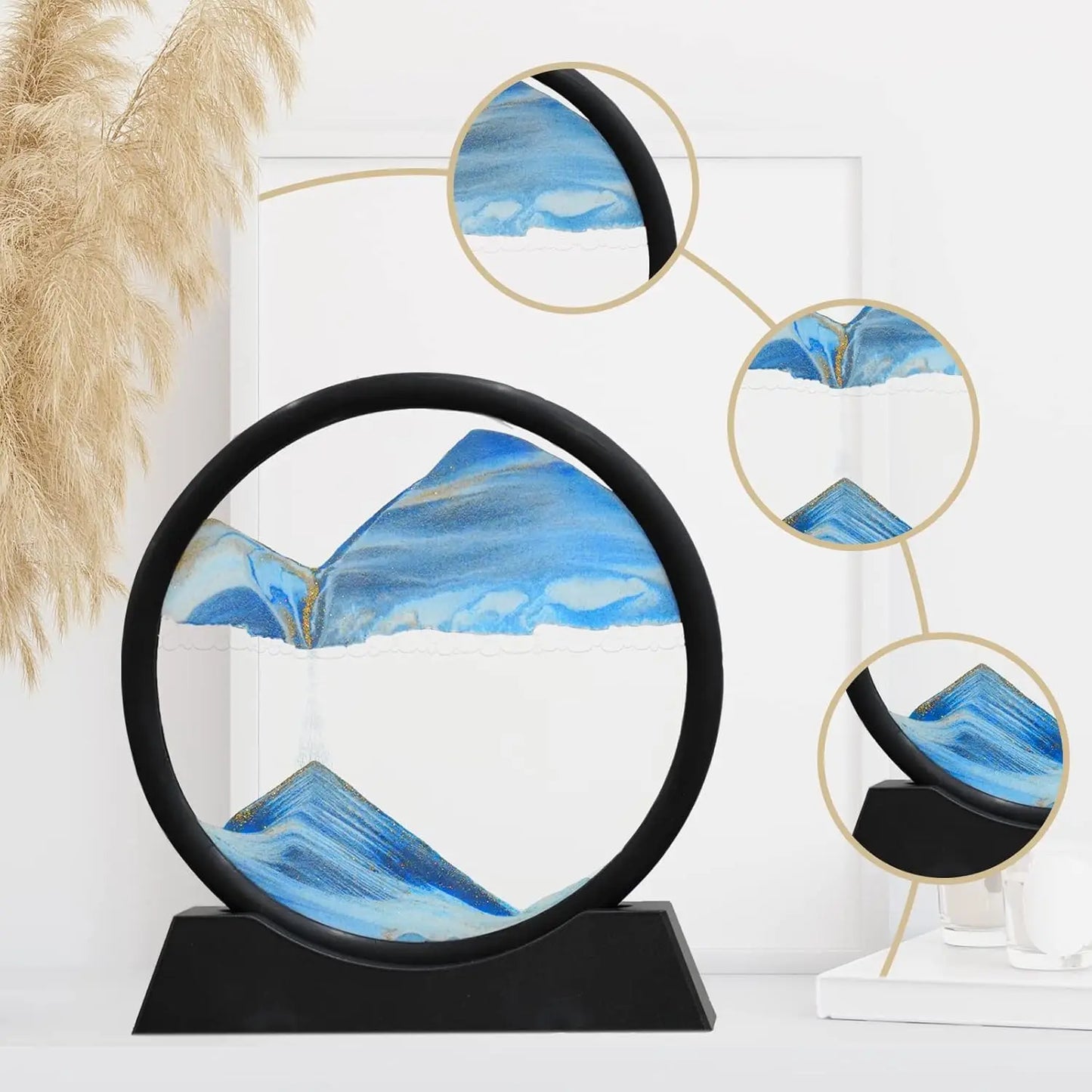 3D Hourglass Quicksand Sand Art Round Glass