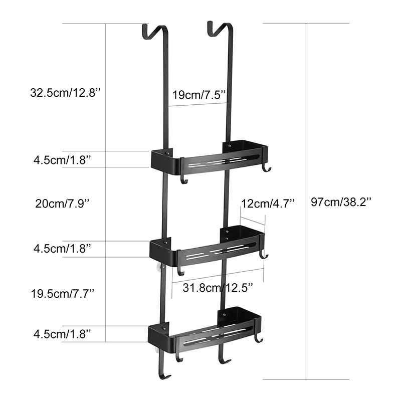 Nail-Free Hanging Bath Shelves