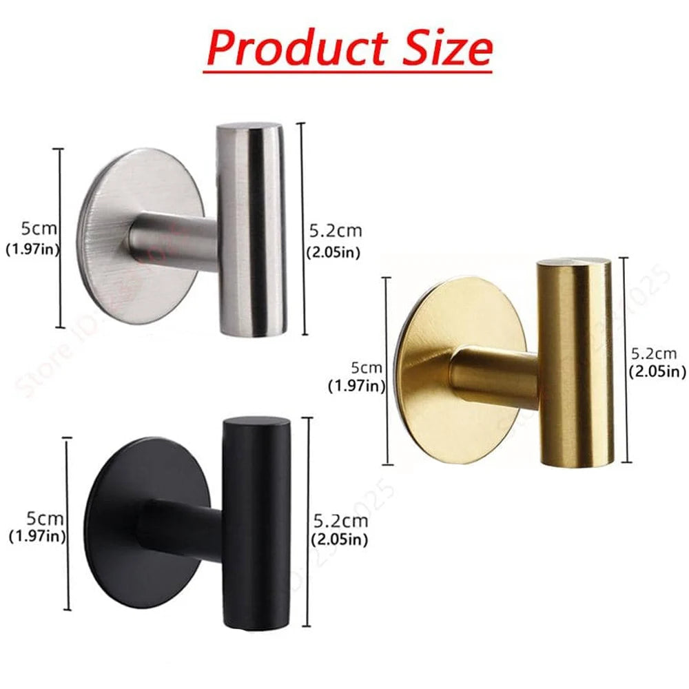 2Pcs Stainless Steel Adhesive Wall Hooks