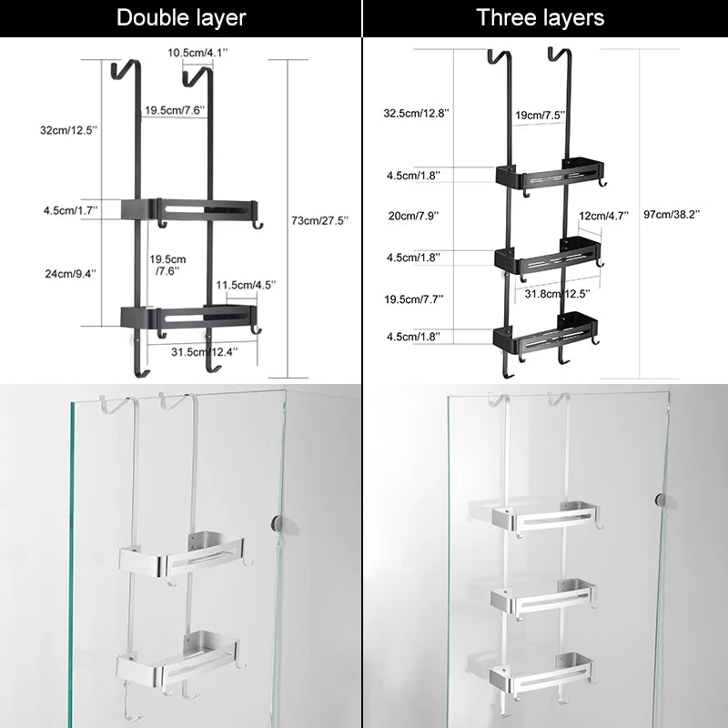 Nail-Free Hanging Bath Shelves