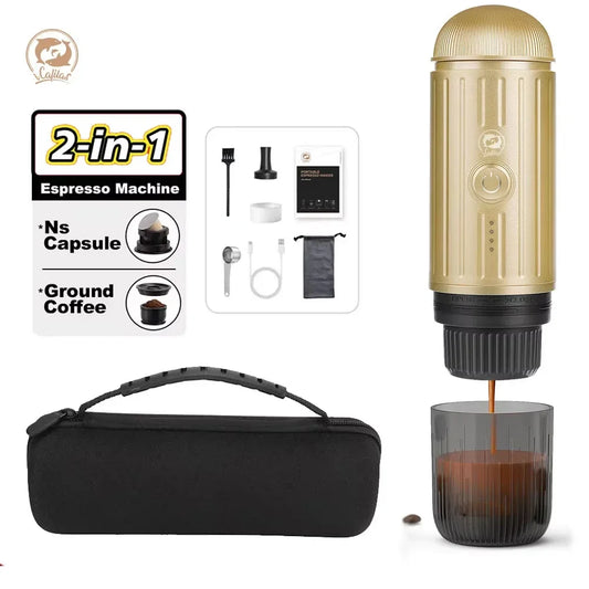 2 in 1 Travel Coffee Maker Electric Portable Espresso Coffee Machine
