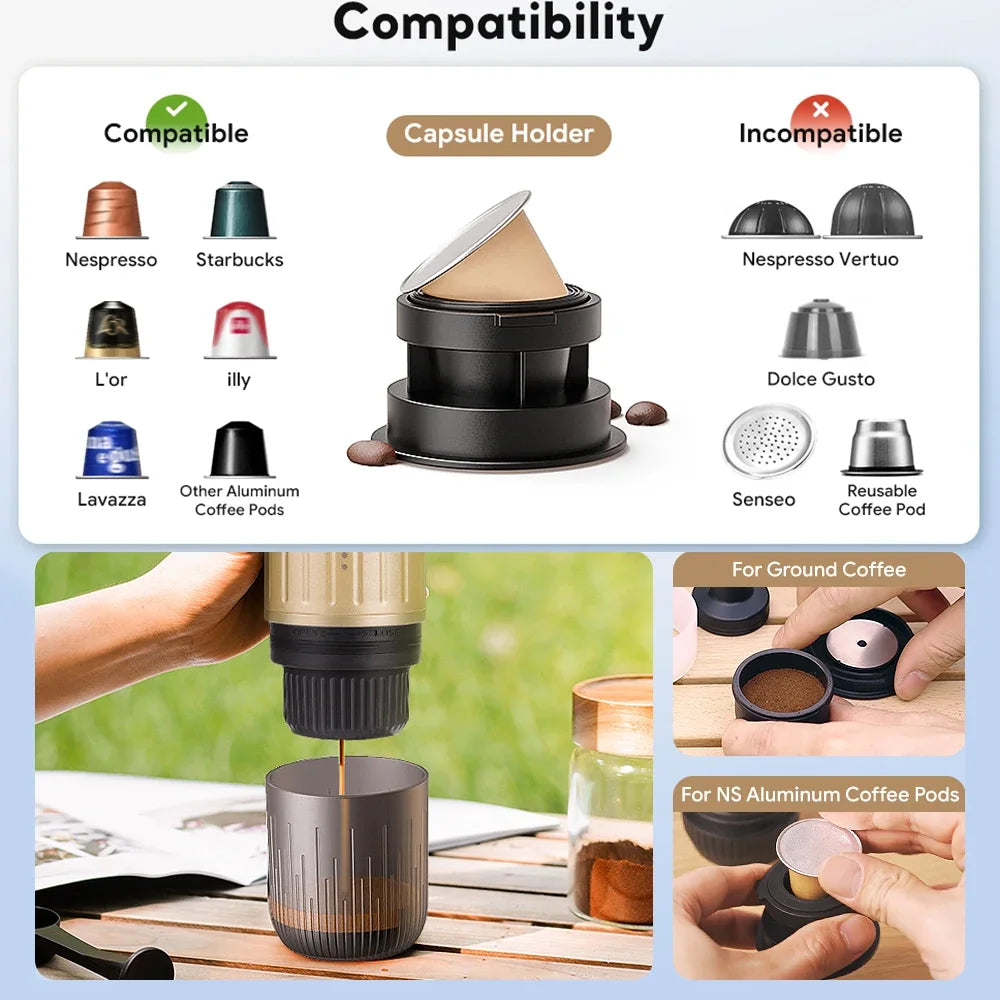 2 in 1 Travel Coffee Maker Electric Portable Espresso Coffee Machine