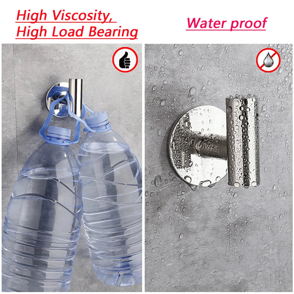 2Pcs Stainless Steel Adhesive Wall Hooks