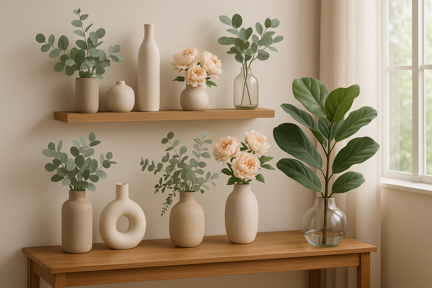 Decorate you home space with creative vases , Arifical plants & flowers