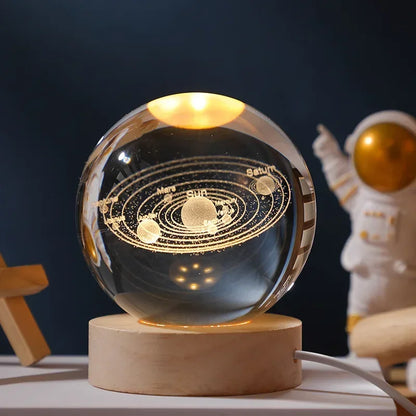 3D Crystal Ball Planet Night Light(6/8 cm)Premium Quality