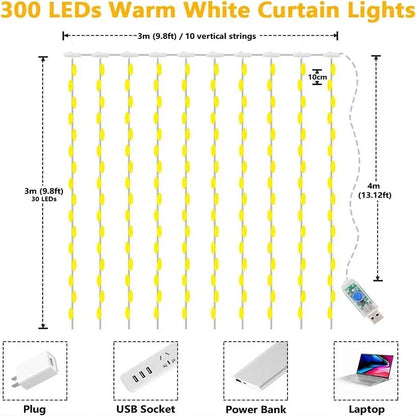 3M LED Curtain Lights (8 Modes)