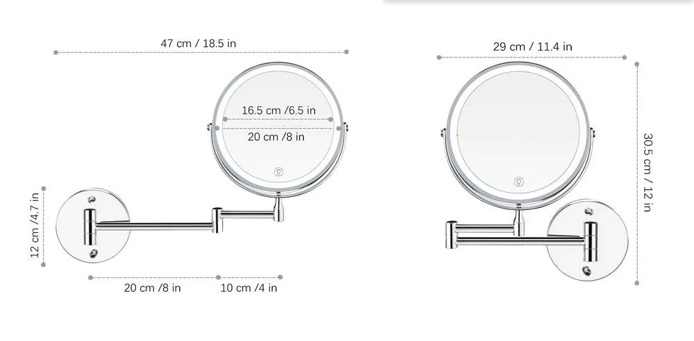 8" Rechargeable Vanity Mirror(10x Magnification)
