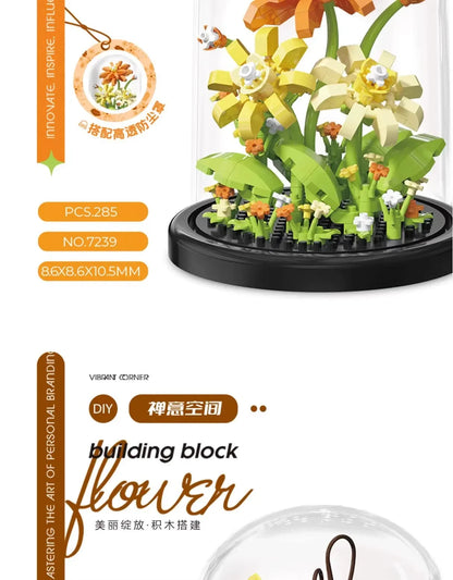 Flower Bouquet Bonsai Building Blocks