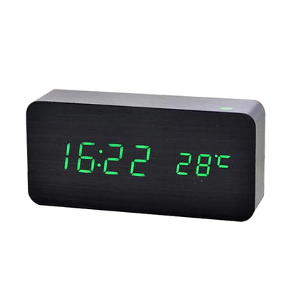 Wooden LED Alarm Clock with Temperature Display