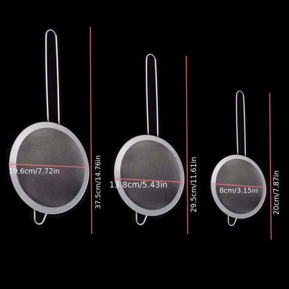 Set of 3 Fine Mesh Strainer Stainless Steel Skimmer