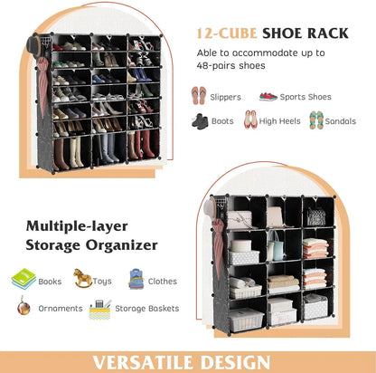 Expandable 48-Pair Shoe Organizer with Door(8-Tier)