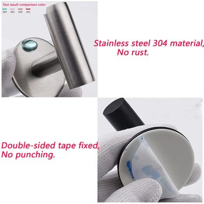 2Pcs Stainless Steel Adhesive Wall Hooks