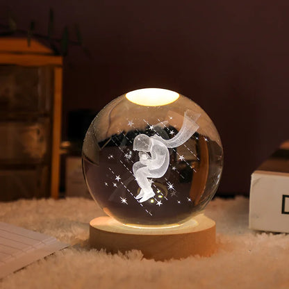 3D Crystal Ball Planet Night Light(6/8 cm)Premium Quality