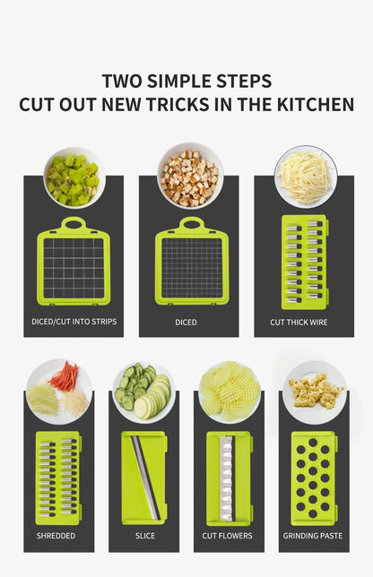 12 in 1 Multifunctional Veggie Slicer & Chopper Set(1 Pc)