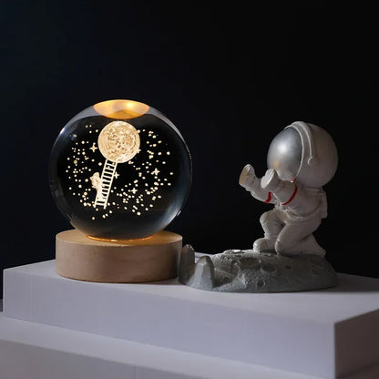 3D Crystal Ball Planet Night Light(6/8 cm)Premium Quality