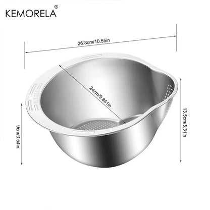 Rice,Fruit,Vegetable Washer Strainer Bowl Stainless Steel