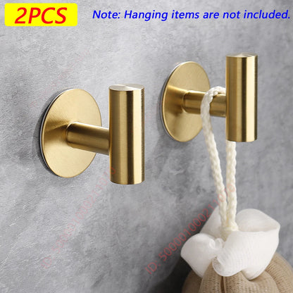 2Pcs Stainless Steel Adhesive Wall Hooks