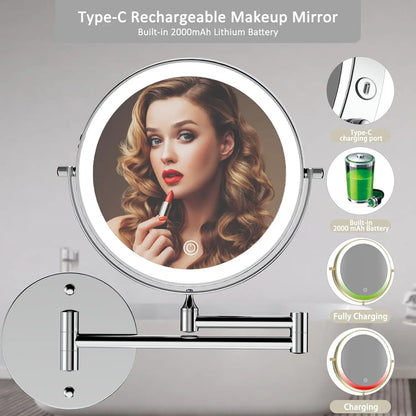 8" Rechargeable Vanity Mirror(10x Magnification)