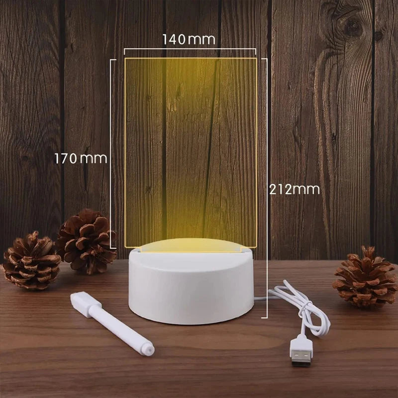 Transparent Creative LED Night Board with Pen & Eraser