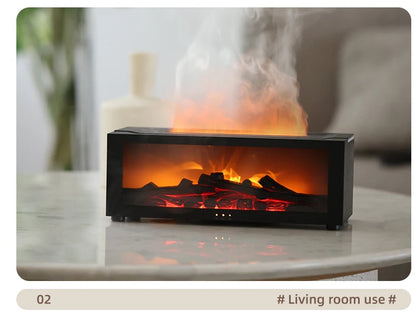 Colorful Flame Fireplace Aroma Diffuser Waterless Auto-Off Air Humidifier(Timer Remote Control)